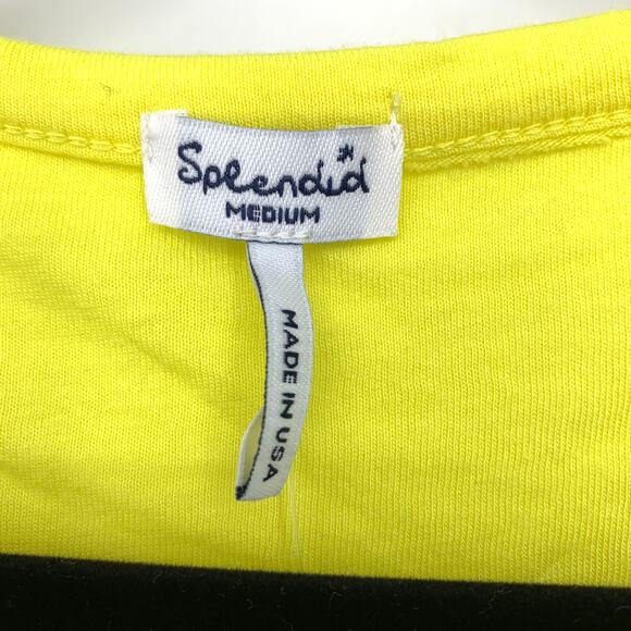 Splendid Split Neck Tab Sleeve Knit Shirt Womens Size Medium Sunny Yellow NEW - Picture 5 of 7